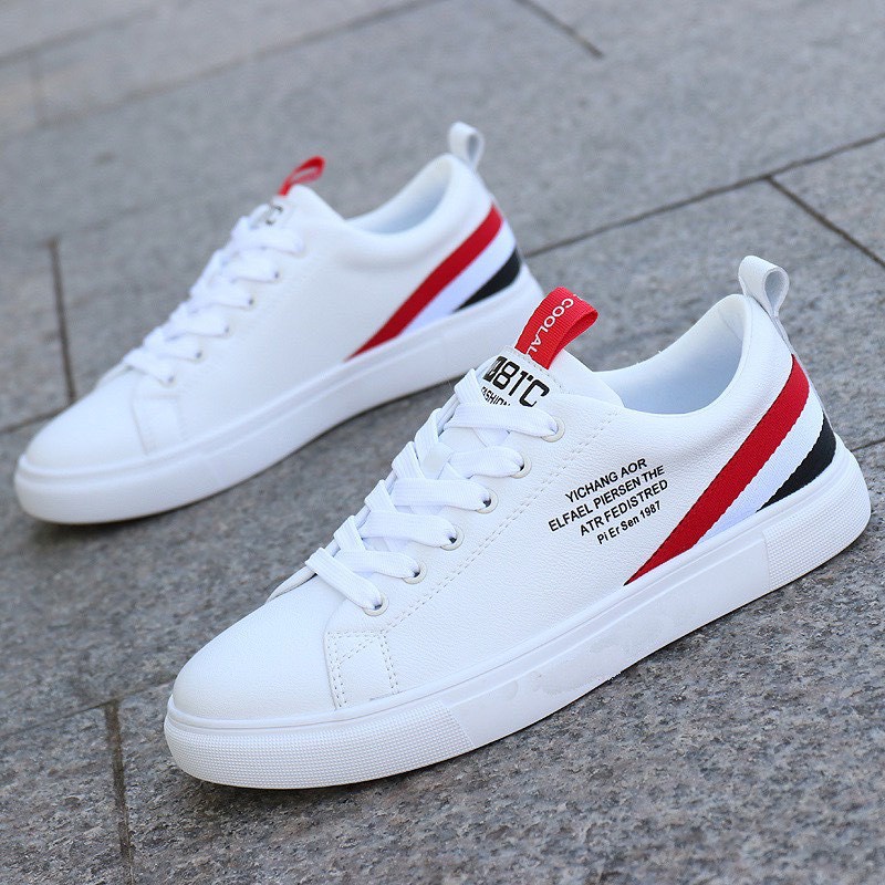 GIÀY SNEAKER NAM 81C TRẮNG PHỐI ĐỎ, GIÀY THỂ THAO NAM SIÊU ĐẸP