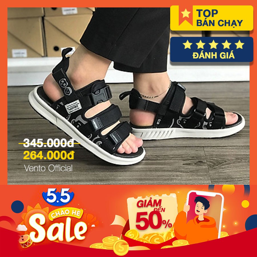 GIÀY SANDAL VENTO CHÍNH HÃNG NB80-ĐEN [ẢNH THẬT - Full size 35-44]  [GIÀY SANDAL NAM NỮ]