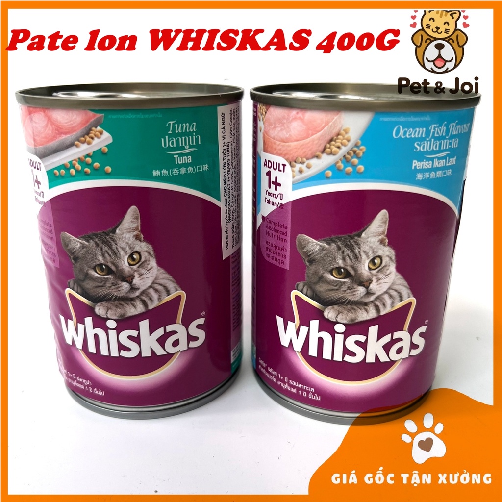 [400g] Pate lon Whiskas cho mèo ⚡SIÊU_ƯU_ĐÃI⚡ngẫu nhiên vị - CÁ NGỪ và CÁ BIỂN - PET&amp;JOI