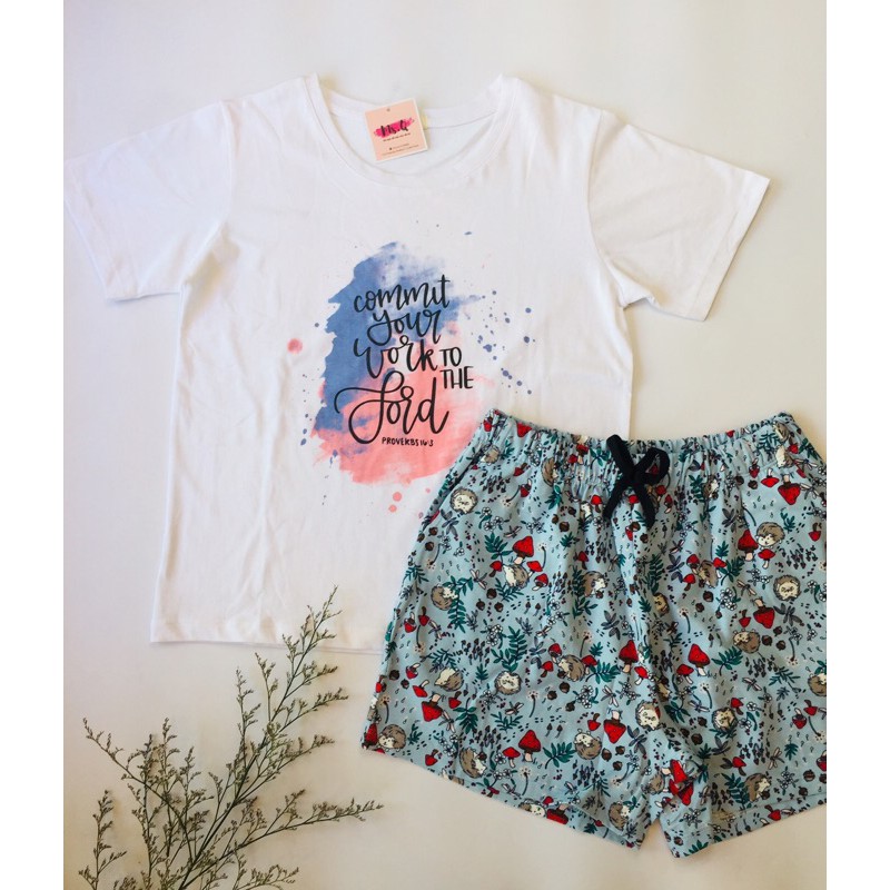Bộ mặc nhà quần short thun cotton, bộ thun mặc nhà cotton