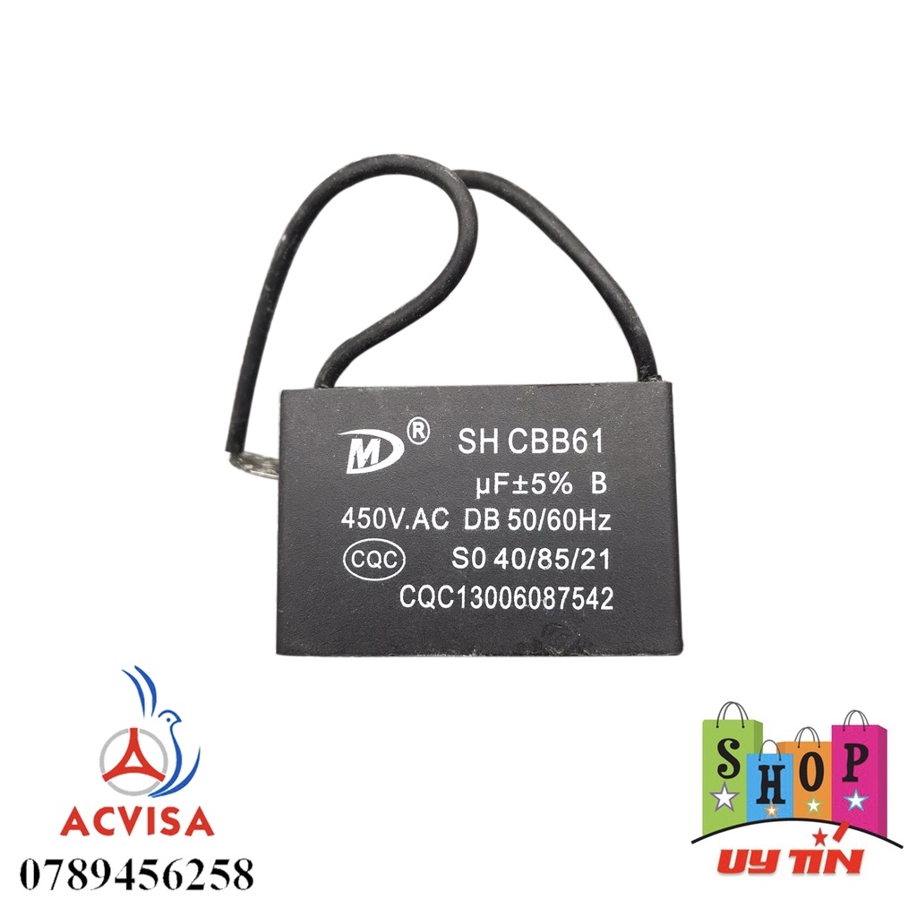 Tụ Quạt Dàn Nóng Điều Hòa (máy lạnh) từ 1.0µF - 8µF (loại dây nối, zắc cắm)