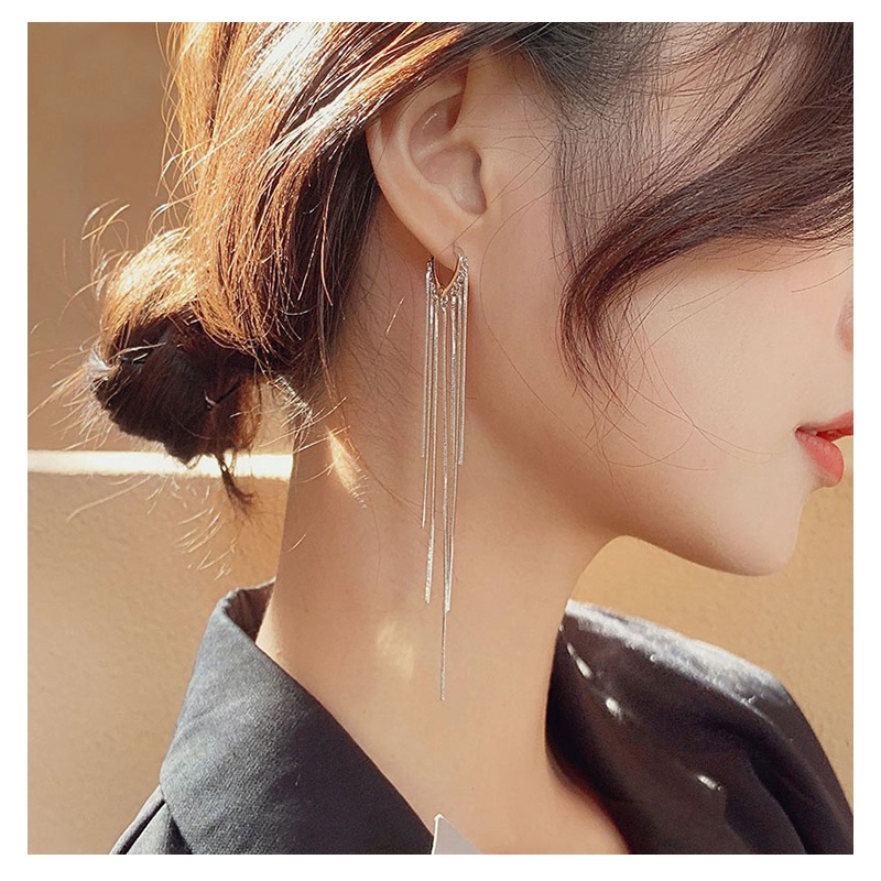 Bông Tai Dài Nhiều Tua Sang Trọng, Phối Ngọc Trai Nhân Tạo, Thời Trang Nữ