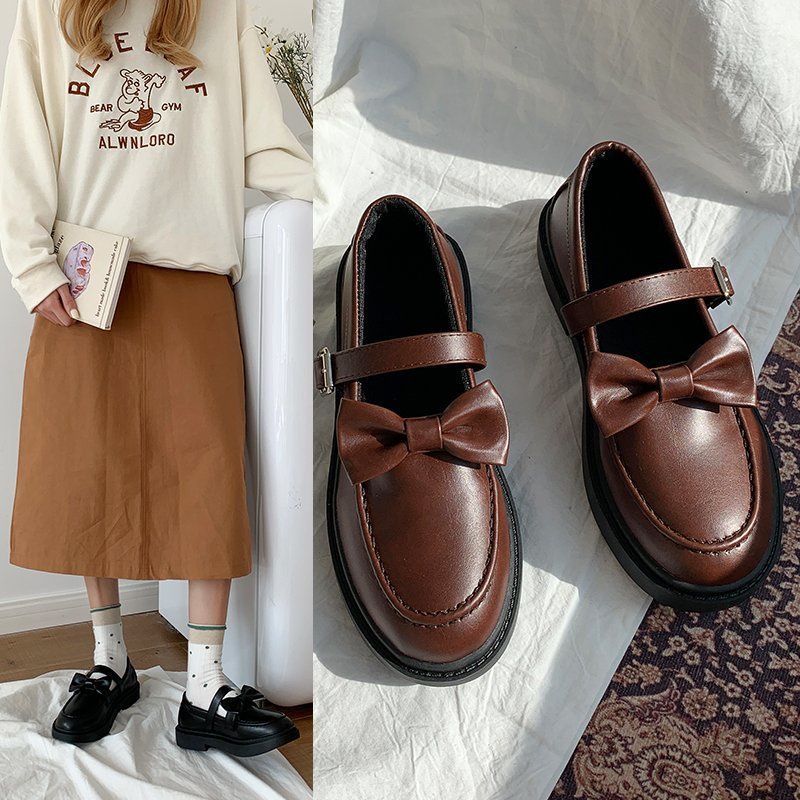 Giày Lolita Ulzzang Vintage, Giày MaryJane Gắn Nơ Quai Mảnh Đế Cao 3cm Phong Cách Retro Hàn Quốc- Iclassy_shoes