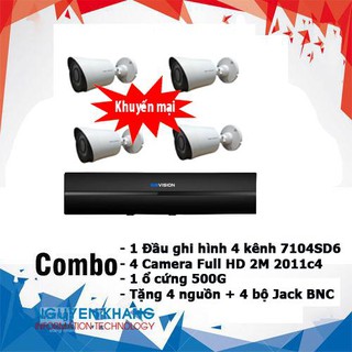 COMBO 4 CAMERA GIÁM SÁT KBVISION 2.0MP + 1 ĐẦU GHI 4 KÊNH