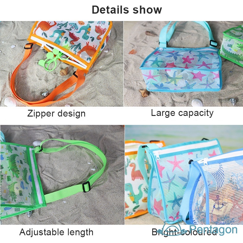 Túi Lưới Đựng Đồ Đi Biển Hình Vỏ Sò Sáng Tạo Có Thể Điều Chỉnh Cho Bé
