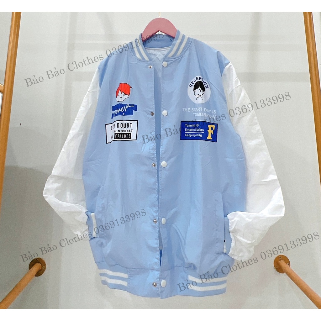 Áo Khoác Gió Bomber 2 Lớp Dày Mịn Nam Nữ Unisex Dáng Rộng Hàn Quốc