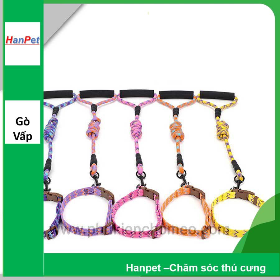 Hanpet.GV- 1264- Dây dắt chó + vòng cổ chó tam giác nhiều màu (Size 0.8: vòng ngực từ 32~45cm) (- 4711896)