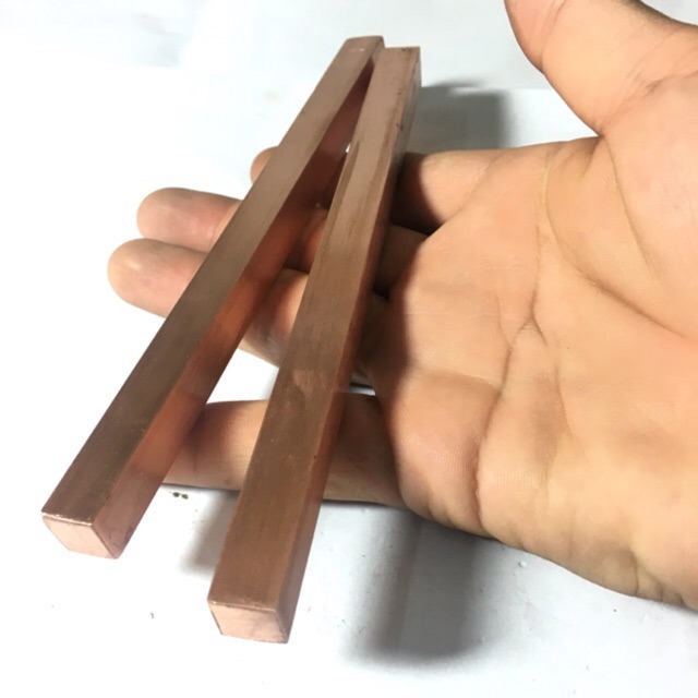 ✅ THANH ĐỒNG ĐỎ vuông 10mm. Dài 15cm. CHẾ MÁY HÀN CELL PIN.