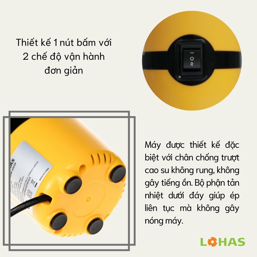 Máy Ép Chậm, Máy Ép Trái Cây, Rau Củ Quả Mini LOHAS LS-228 Cao Cấp Chính Hãng - Bảo Hành 36 Tháng