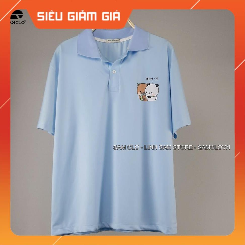 Áo thun Polo tay lỡ form rộng nữ SAM CLO phông freesize unisex mặc đi học, nhóm, lớp in hình 2 CON MÈO