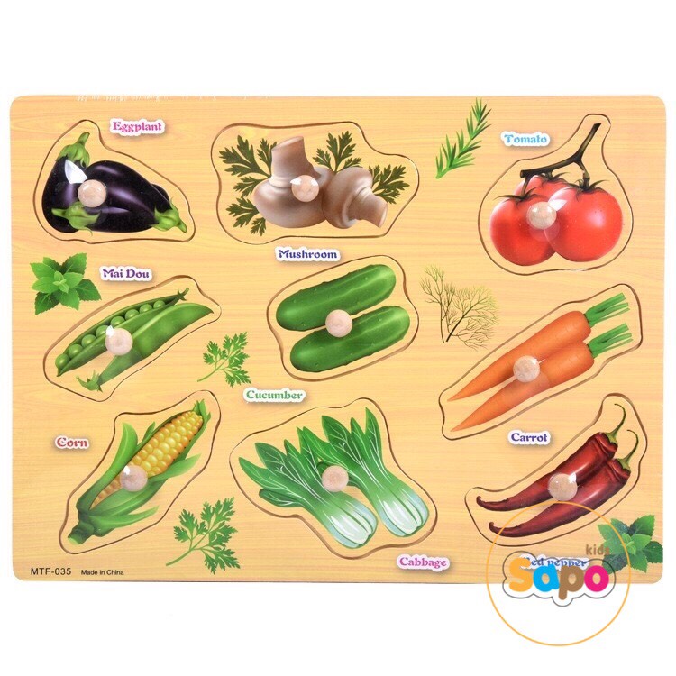 Đồ Chơi Bảng Ghép Hình Núm Gỗ, Đồ Chơi Ghép Hình Hàng Đẹp Loại Bảng To Sapo Kids