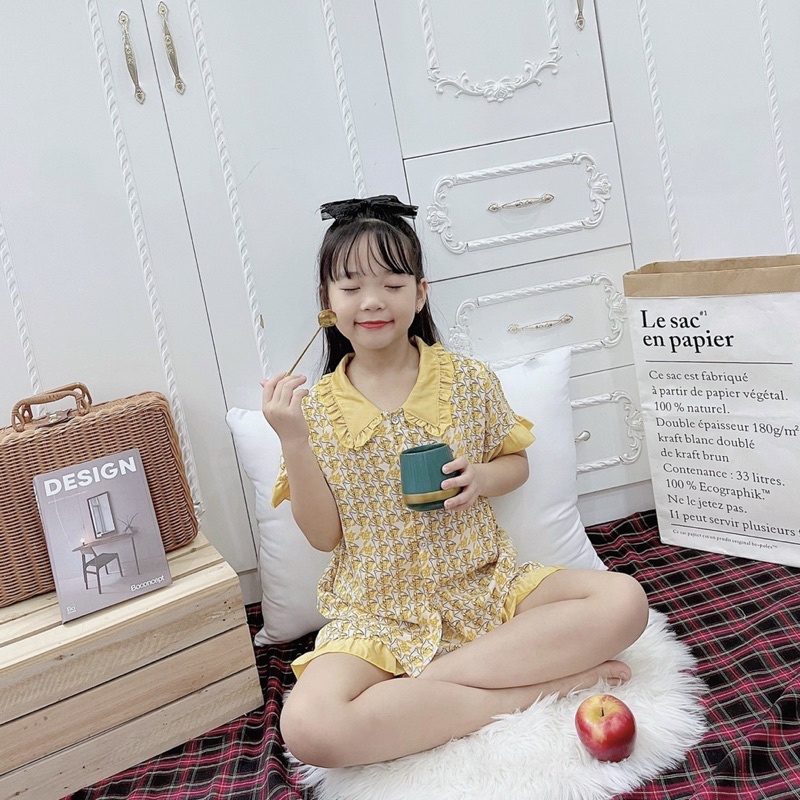 Bộ Pizama cộc tay bé gái từ 16-32kg chất lụa Mago cao cấp❤️Bộ quần áo mặc nhà ❤️Bộ ngủ size đại cho bé gái siêu xinh.