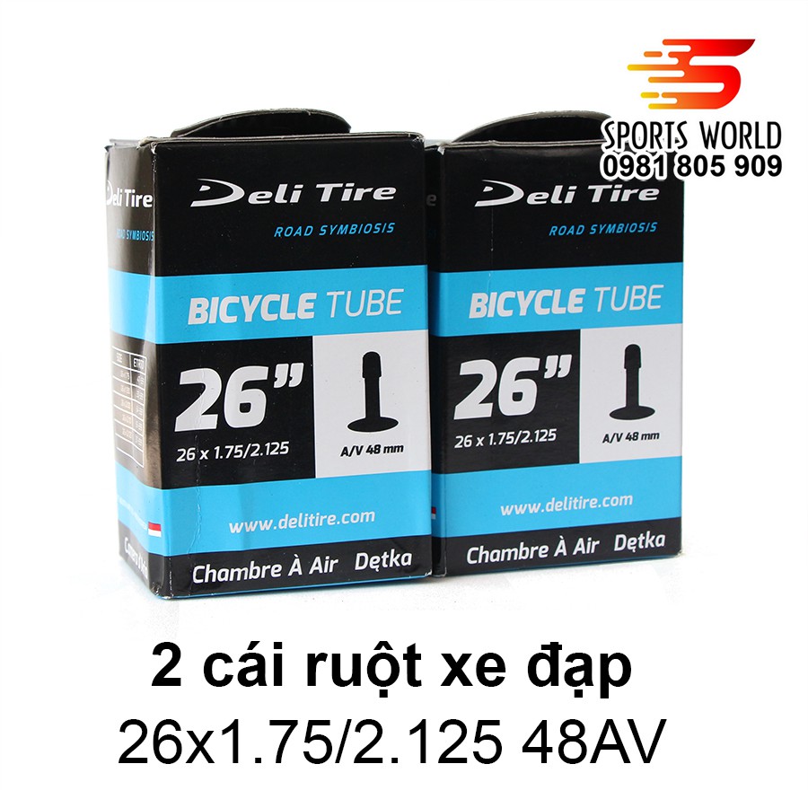 Ruột xe đạp 26x1.75/2.125 van xe máy dài 48mm DELI-TIRE