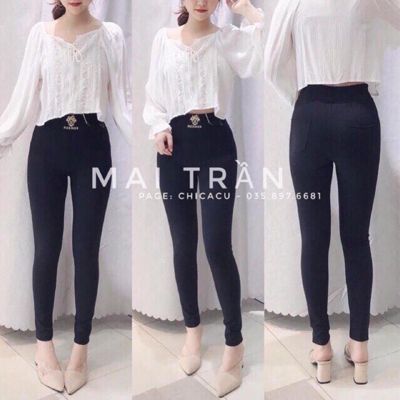 Quần legging nữ, quần logo in nổi sang chảnh _sẵn hàng