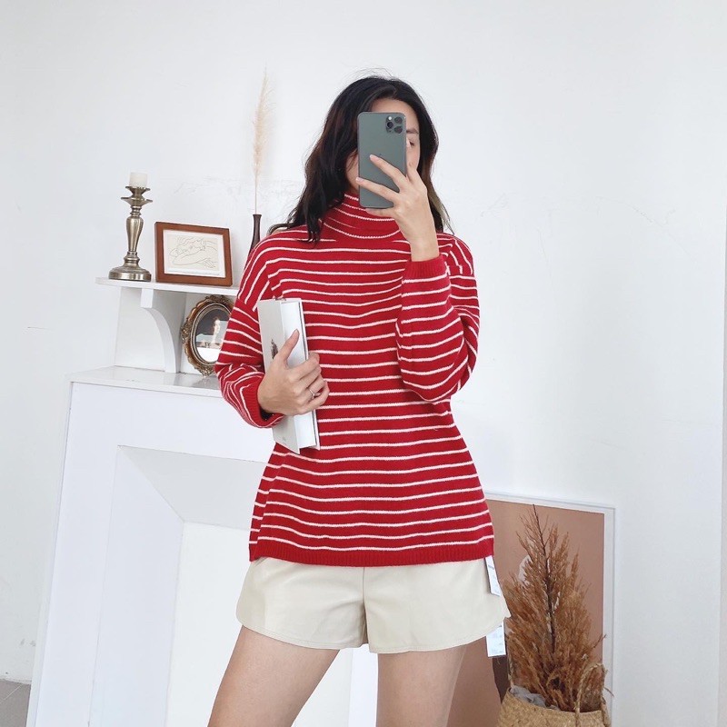 áo len cổ lọ kẻ ngang