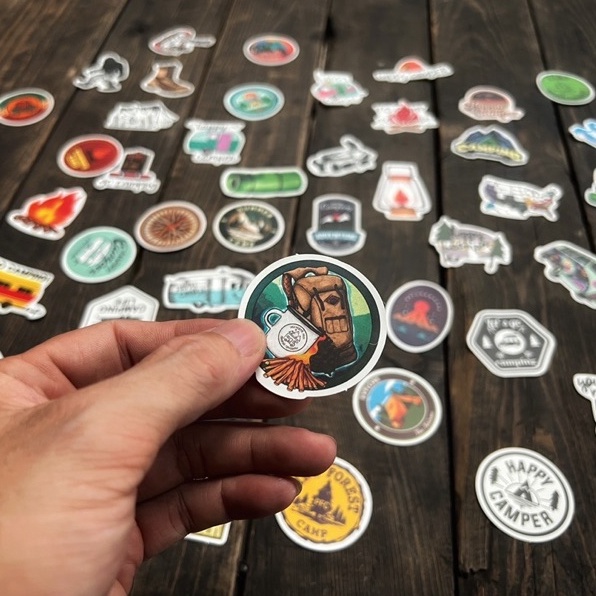 Combo 50 STICKER - chủ đề CAMPING - siêu Cute - keo xịn - chống nước