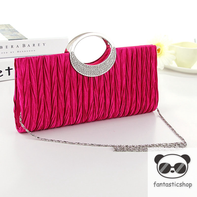 Ví Cầm Tay Bằng Satin Đính Đá Thời Trang Dành Cho Nữ