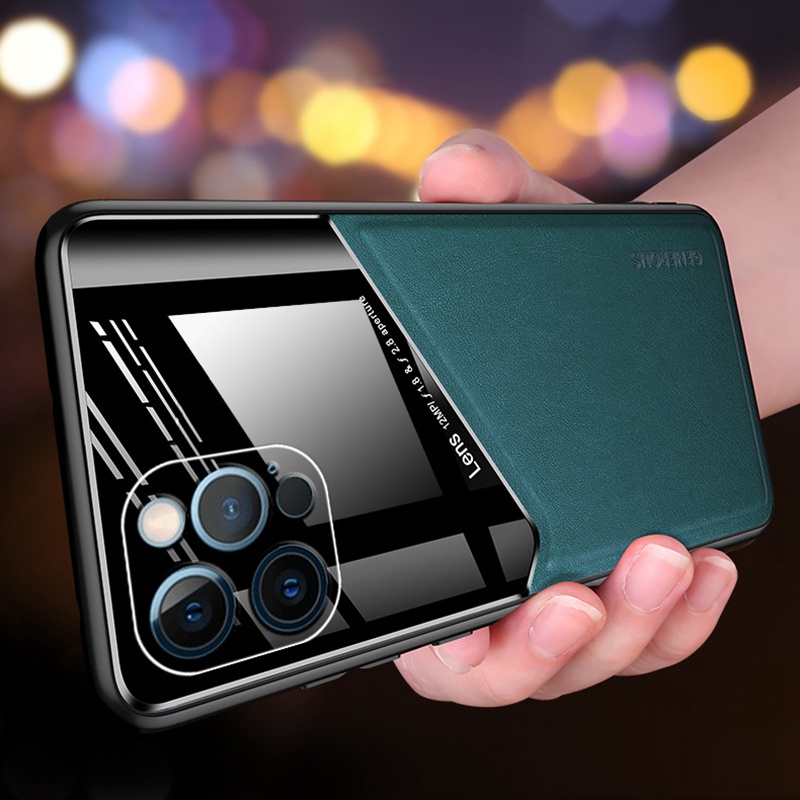 Ốp Điện Thoại Da Sang Trọng Có Nam Châm Kim Loại Cho iPhone 11 12 13 Pro Max 11 Pro 12 Mini