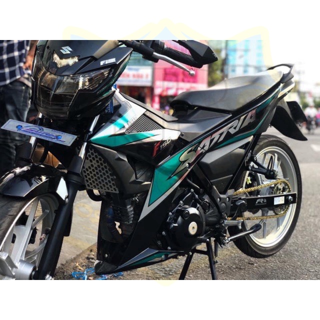 ( Quí khách vui lòng mang ra tiệm cho thợ dán ) Tem Satria fi xanh ngọc lục bảo chất liệu Candy cao cấp