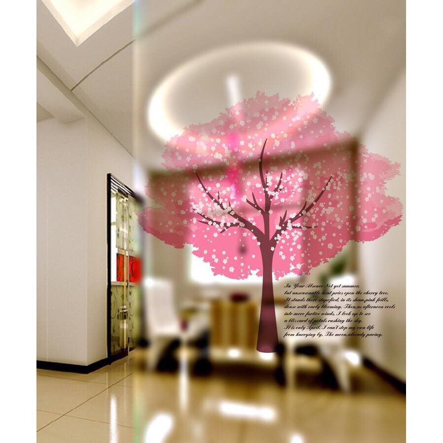 Decal trang trí kính cao cấp mẫu cây hồng ( 60cm x 58cm )