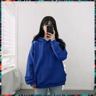 Áo hoodie basic trơn unisex , áo nỉ bông trơn form rộng dài tay