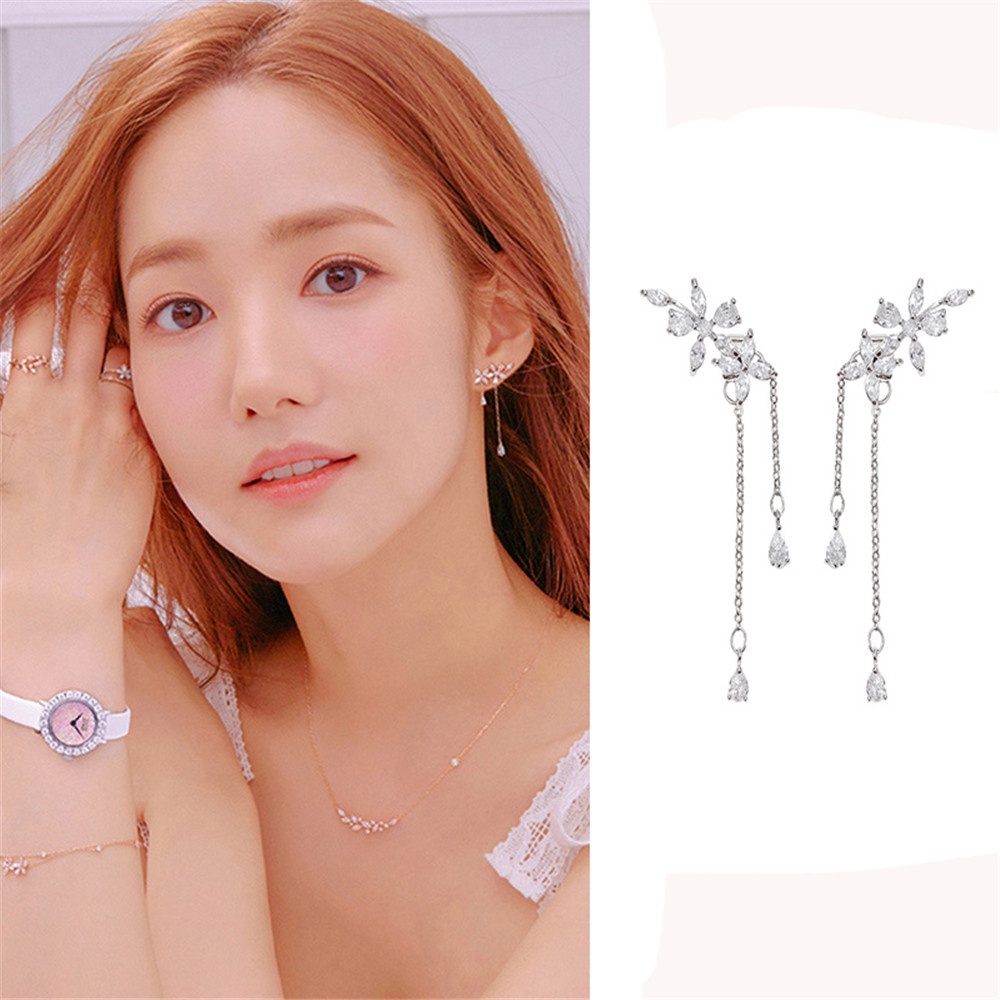 Bông Tai Hai Lớp Tua Rua Đính Ngọc Trai Hình Vuông Thời Trang Cho Nữ