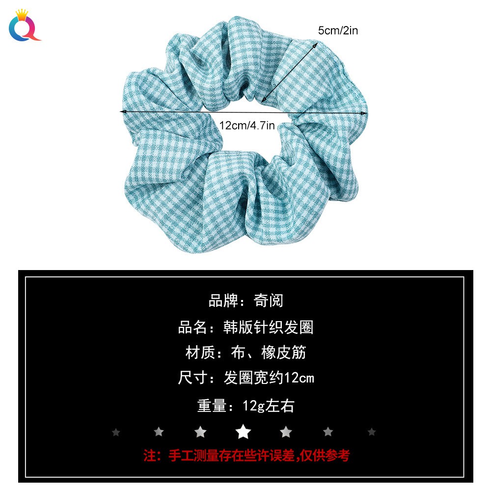 Dây buộc tóc đuôi ngựa kẻ sọc caro thiết kế đơn giản cổ điển