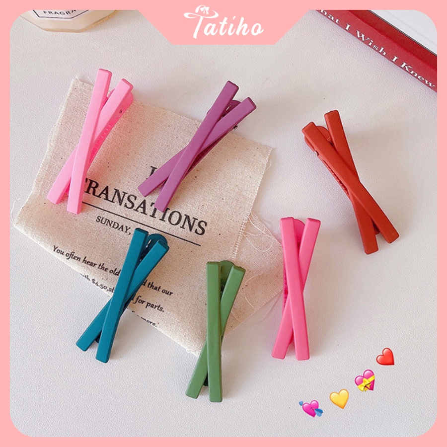 Kẹp Tóc Mái  Chữ X Trơn Nhiều Màu Phong Cách Hàn Quốc - Tatiho - Mã KT011