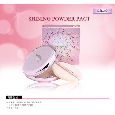 Phấn phủ kiềm dầu 2 Lõi Cellio Shining Ex Twoway Cake Siêu Mịn