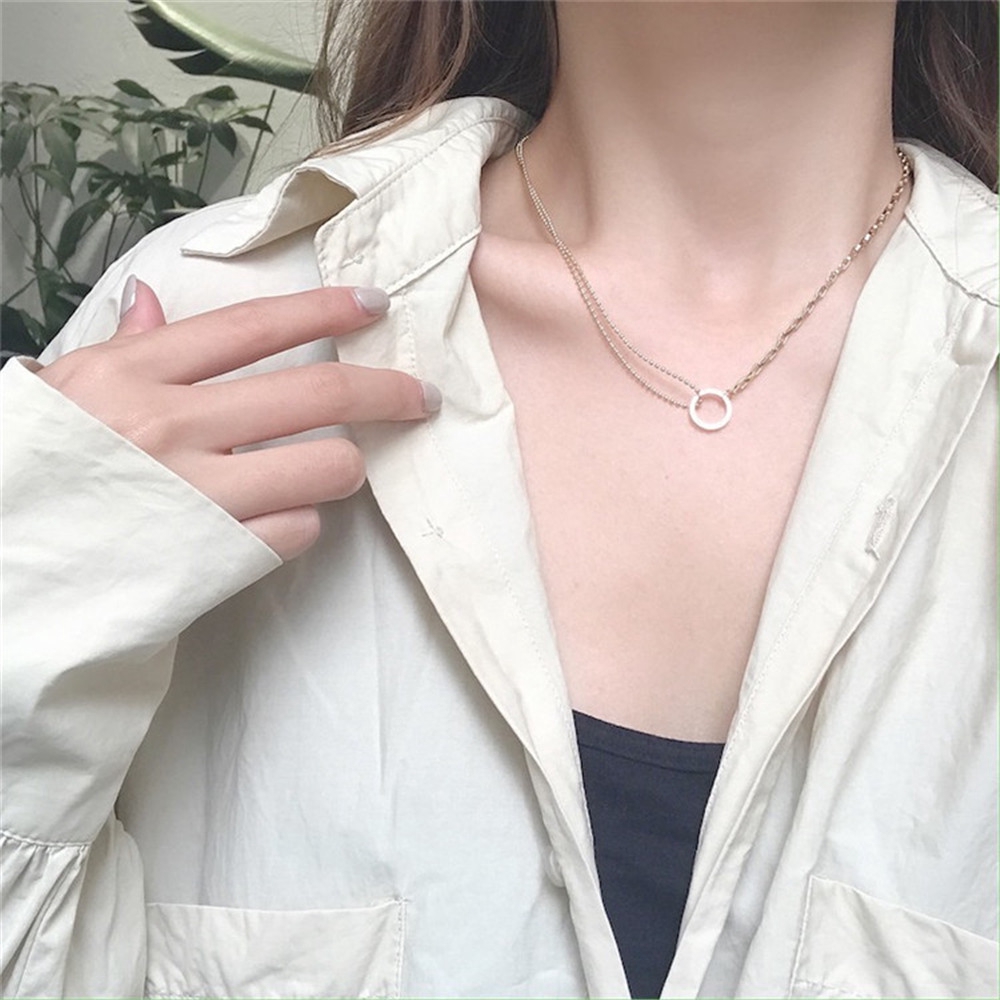 Dây Chuyền Hợp Kim Hai Lớp Thiết Kế Đơn Giản Thời Trang Cho Nữ