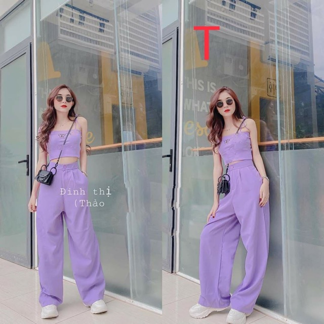 Áo 2 dây tím in bướm THP997