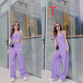 Áo 2 dây tím in bướm THP997