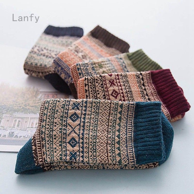 Lanfy1 Tất len dày ấm áp dành cho nam giới