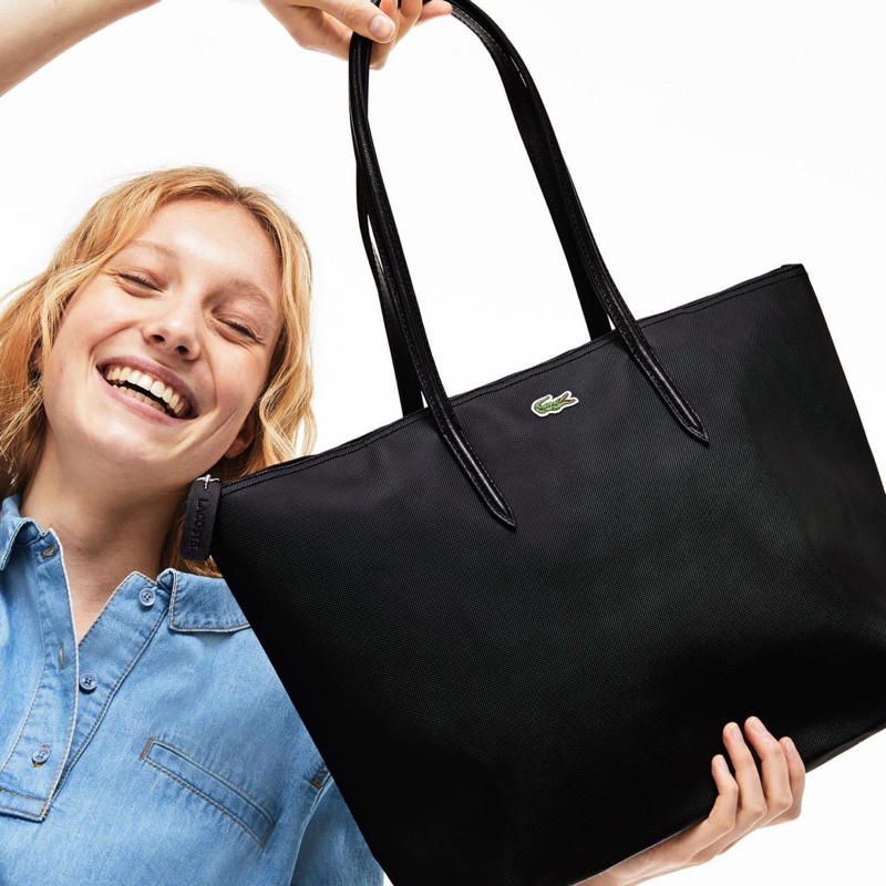 túi tote Lacoste bản to màu đen
