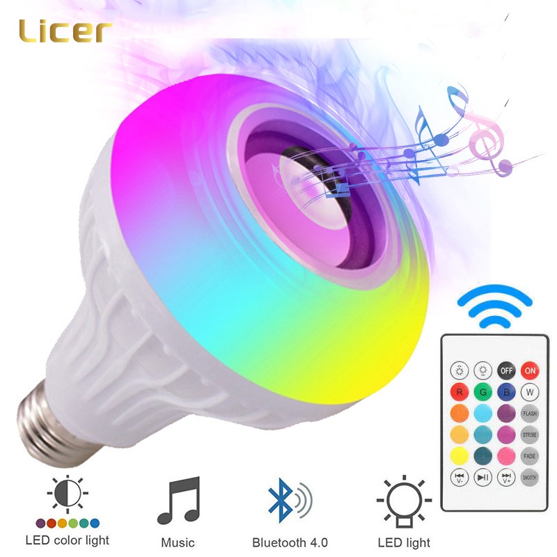 Licer Bòng Đèn Led Kèm Loa Bluetooth Bóng Đèn Điều Khiển Từ Xa Có Thể Điều Chỉnh Độ Sáng Nhiều Màu Sắc Kết Hợp Âm Nhạc Đèn Chiếu Sáng Loa Thông Minh Thích Hợp Để Trang Trí Lễ Hội Tại Nhà