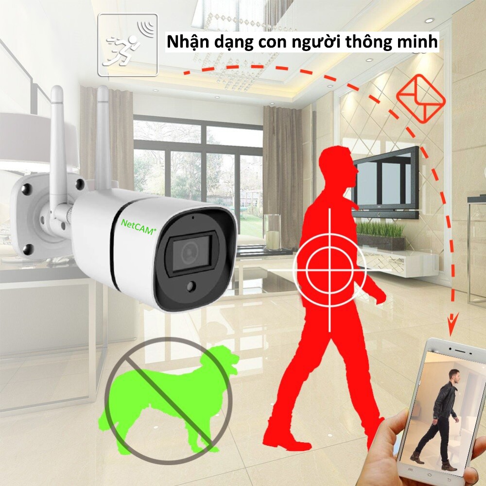 Camera IP Wifi Ngoài Trời NetCAM NTP2.0 Full HD 1080P