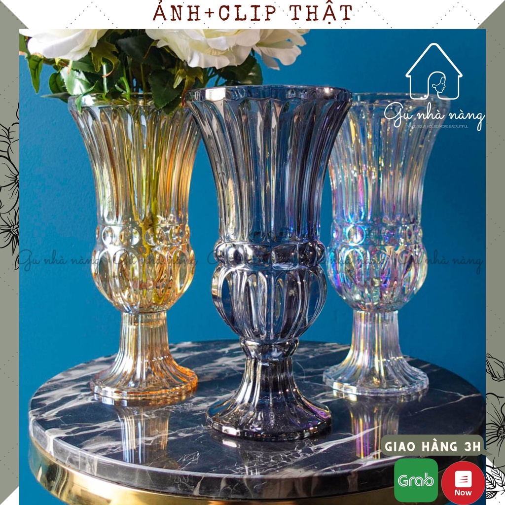 Bình hoa thủy tinh lấp lánh decor phòng ngủ và trang trí phòng khách cao cấp
