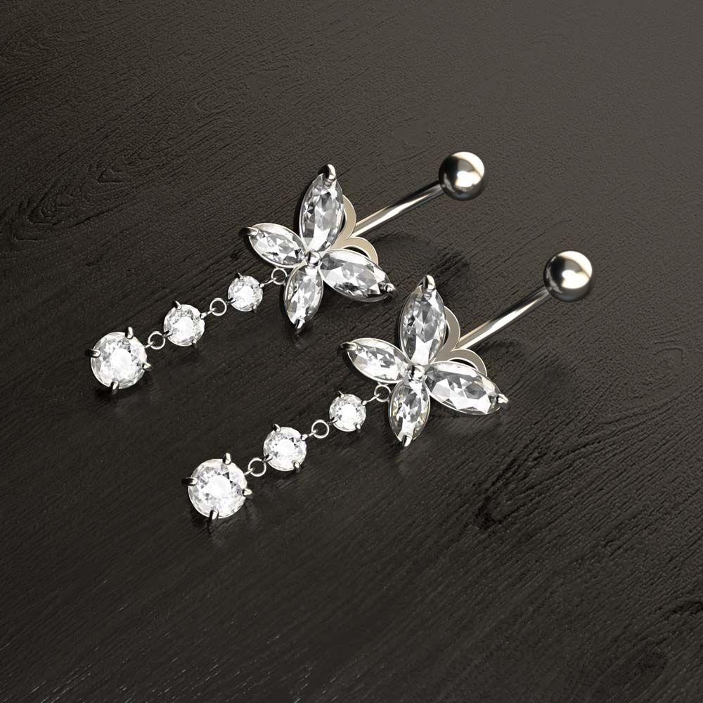 Khuyên Rốn Tua Rua Hình Bướm Quyến Rũ Cho Nam Và Nữ|Khuyên Rốn Đính Đá Lấp Lánh Thời Trang