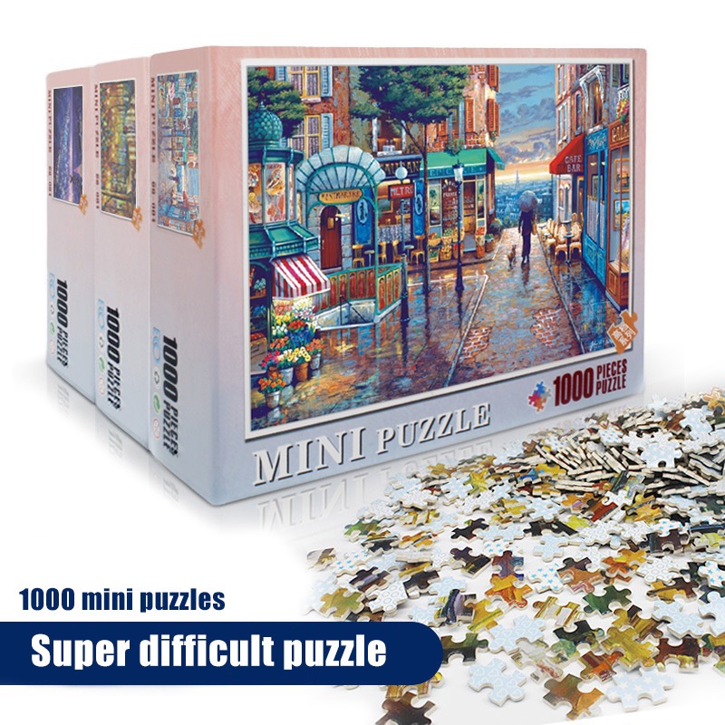 Bộ 1000 / 1000 Mảnh Ghép Tranh Phong Cảnh Đường Phố Paris Lãng Mạn Thú Vị Cho Người Lớn Và Trẻ Em