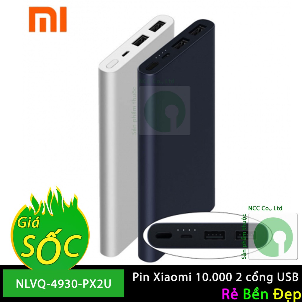 Sạc Dự Phòng Xiaomi 10.000 Mh 2 Cổng USB