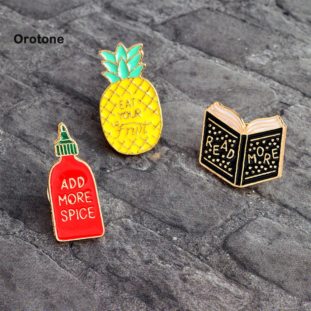 ♙Or Fashion Pineapple Spice Jar Comic Book Bros Pin Jacket Bag Badge Clothes Decor Berlian Mutiara
