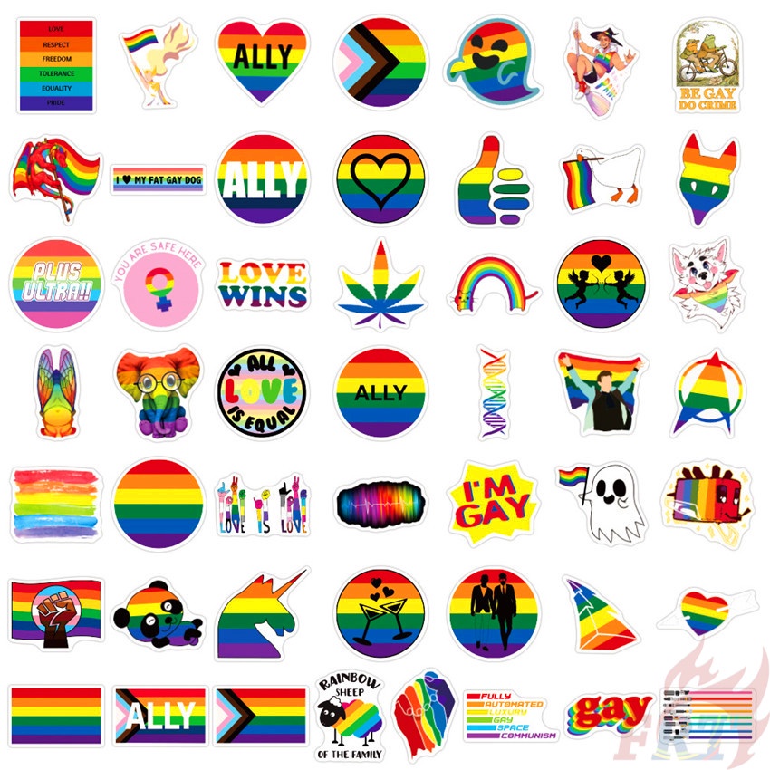 Set 100 miếng dán màu cầu vồng LGBT dùng để trang trí đa năng tiện dụng