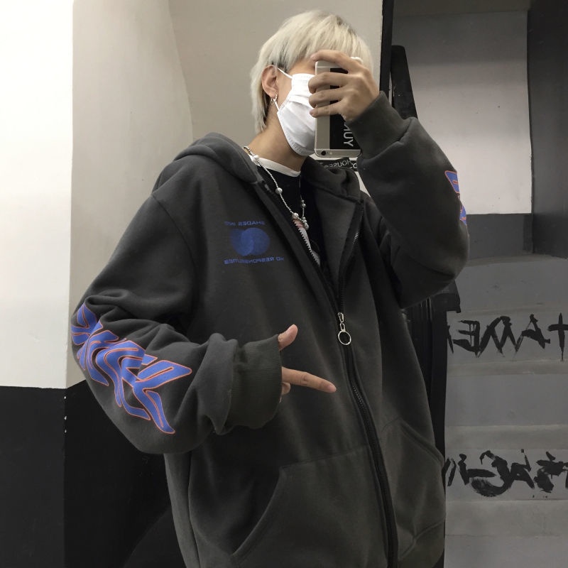 Áo khoác có mũ trùm đầu Zip in màu tím ulzzang jacket nam thể thao Các cặp đôi Sayhey Clothing