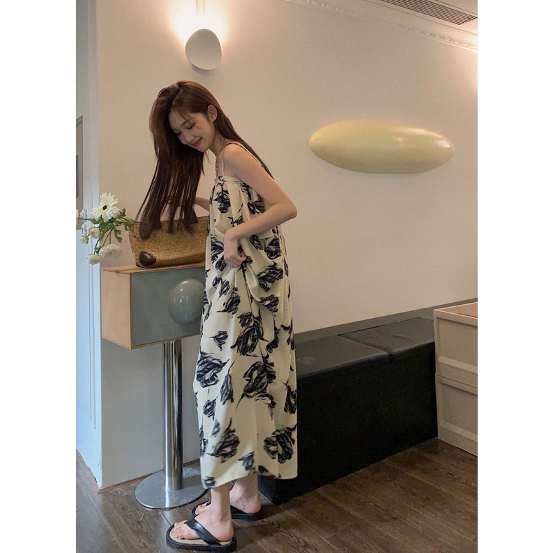 Đầm Yếm In Họa Tiết Phong Cách Hàn Quốc Thời Trang Cho Nữ