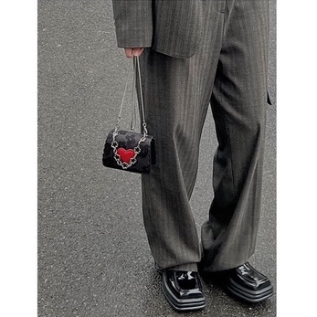 Túi Xách Mini Màu Đen Phối Dây Xích Đơn Giản Xinh Xắn