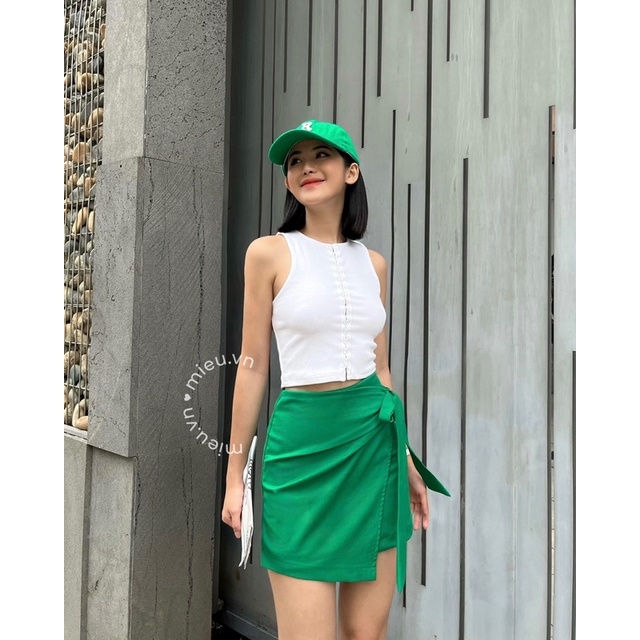 Chân váy ngắn cột vạt trước dáng chữ A ôm form phong cách retro quyến rũ MIEU - JJL15