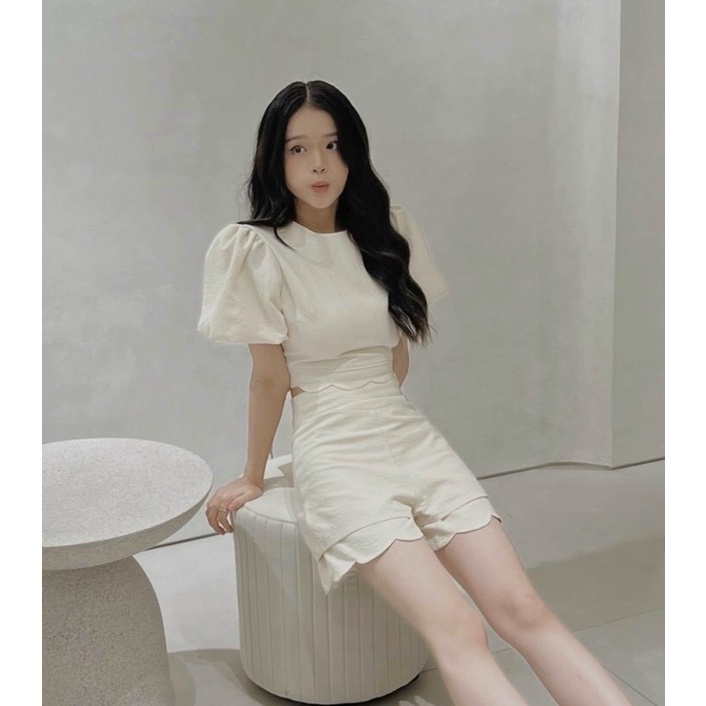 set áo tay bồng nơ sau + quần sọt