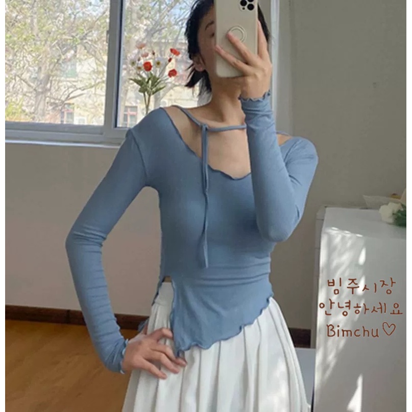 Áo Len Mỏng Dài Tay Xẻ Tà Nữ Tính Chất Mềm Mại Phong Cách Hàn Quốc - S65 | BigBuy360 - bigbuy360.vn