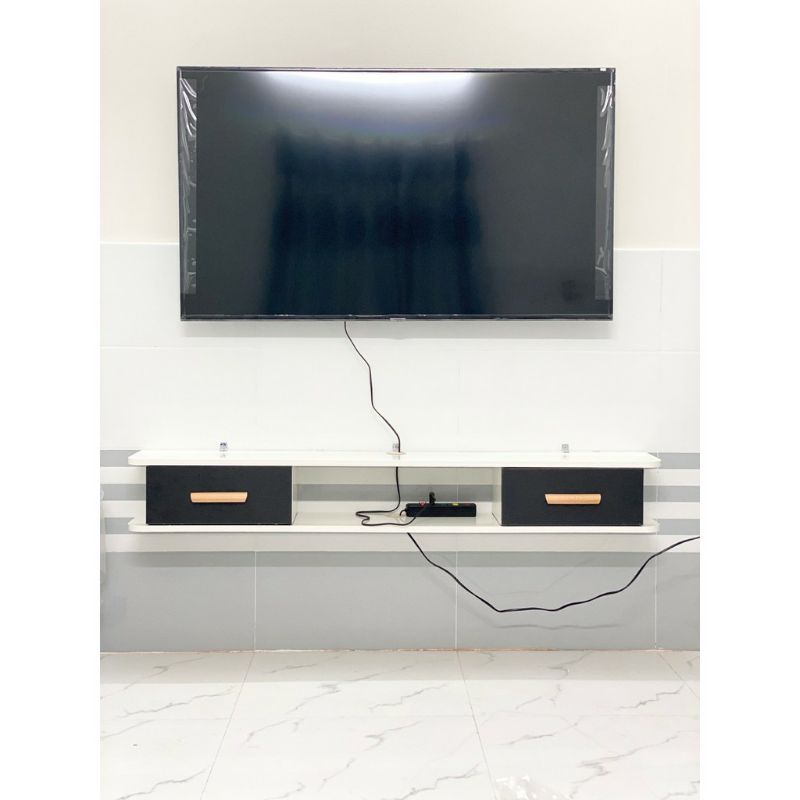 Kệ Tivi IGA hiện đại treo tường 2 ngăn cánh màu Đen phòng khách- GP40.2