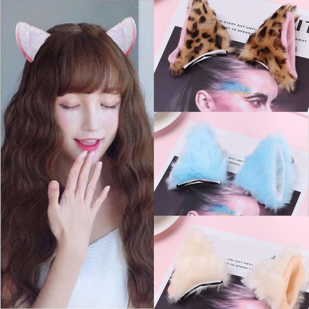 CACTU 1 Cặp Kẹp Tóc Tai Mèo Bằng Lông Nhung Thời Trang Tiệc Cosplay